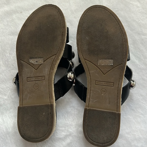 Marc Fisher Prisca‎ Slides Women’s Silver Studded Slip On Espadrille Sandals 7.5 - Picture 6 of 6